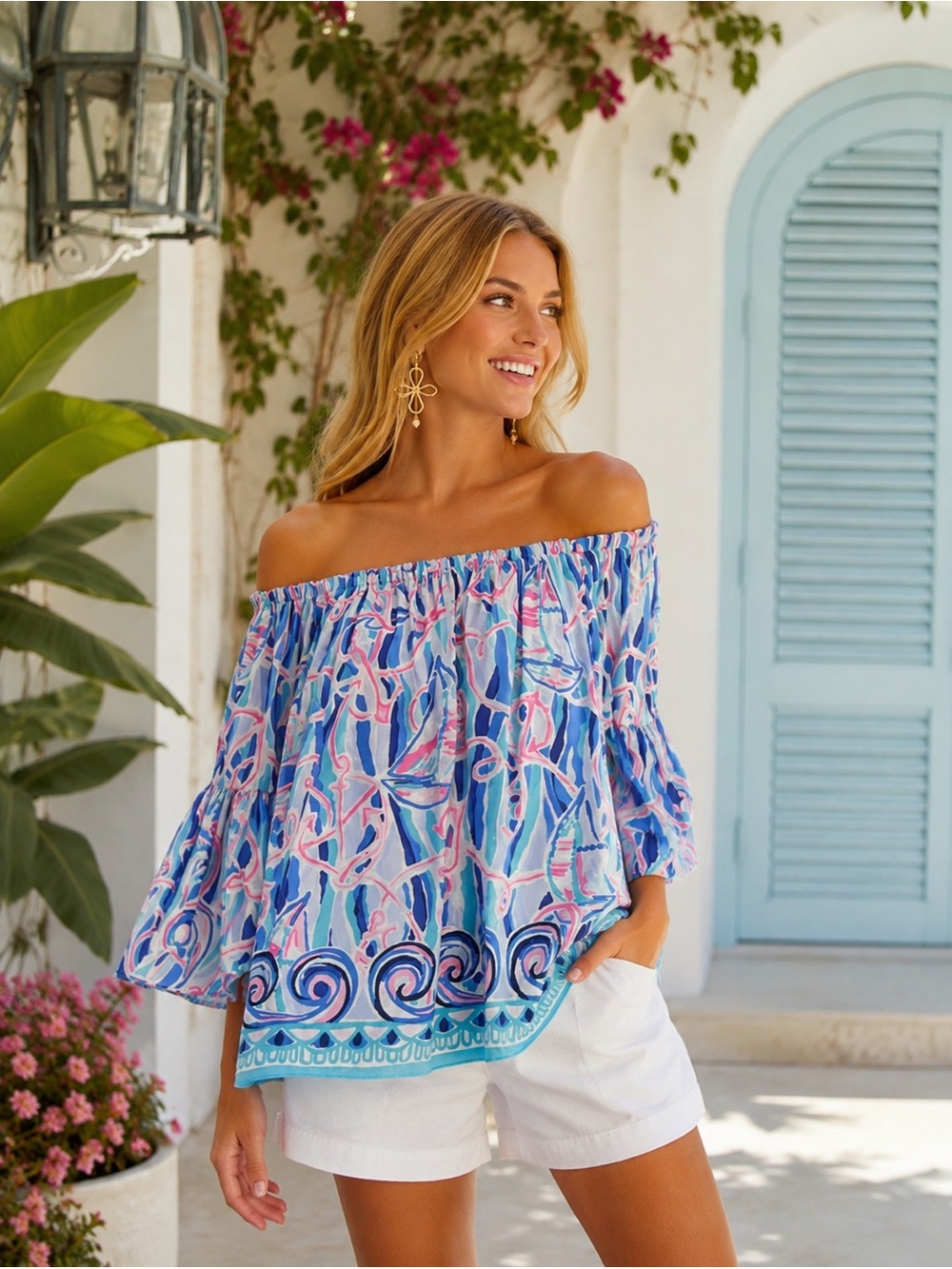 Lilly Pulitzer “Nevie” off the shoulder top. S
